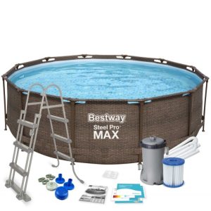 BASEN STELAŻOWY OGRODOWY OKRĄGŁY 366x100cm BESTWAY ZESTAW 10w1